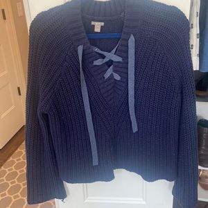 Cropped Lace up aerie sweater